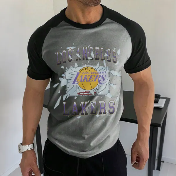Men's Basketball Fan Sports Graphic Contrast Color T-Shirt - Ootdyouth.com 