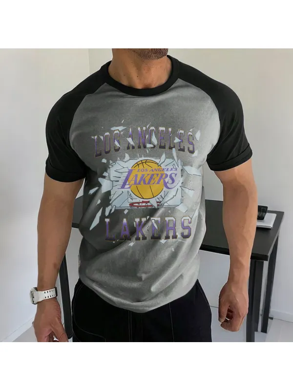Men's Basketball Fan Sports Graphic Contrast Color T-Shirt - Frontiercool.com 