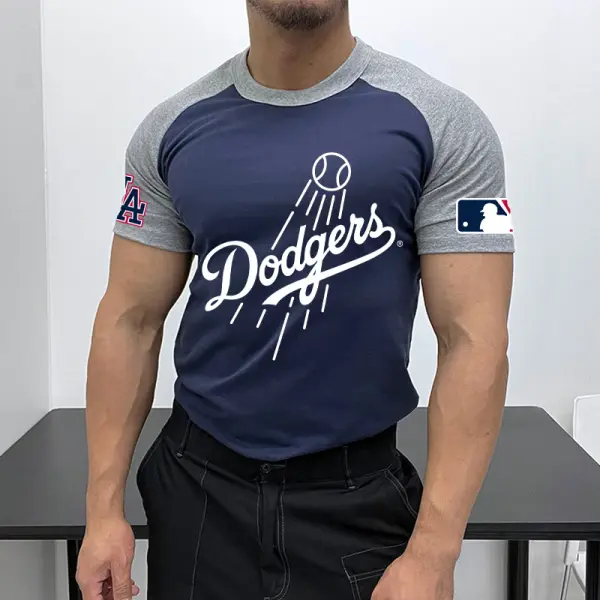 Men's Baseball Fan Sports Graphic Contrast Color T-Shirt - Ootdyouth.com 