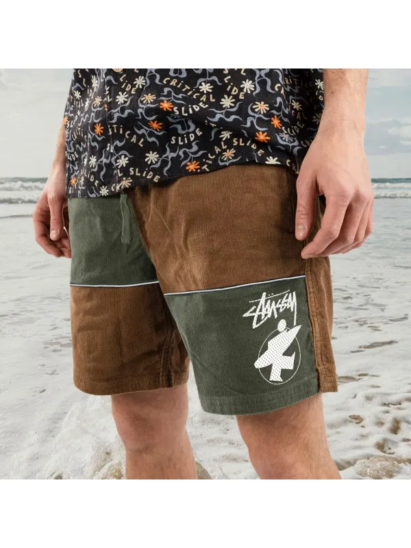 Vintage Casual Shorts Corduroy Surf Shorts Beach Shorts - Frontiercool.com 