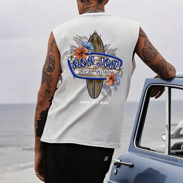 Men's Vintage Surf Floral Tank Top - Yesunshine.com 