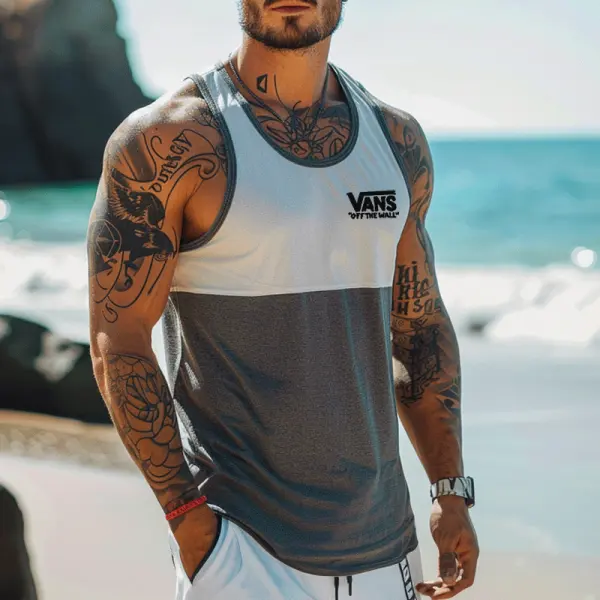 Splicing Colors Stylish Sleeveless Tank Top For Summer Beach Adventures - Ootdyouth.com 