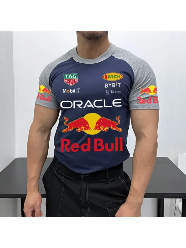 Men's Racing Energy Logo Contrast Short Sleeve T-Shirt - Anrider.com 