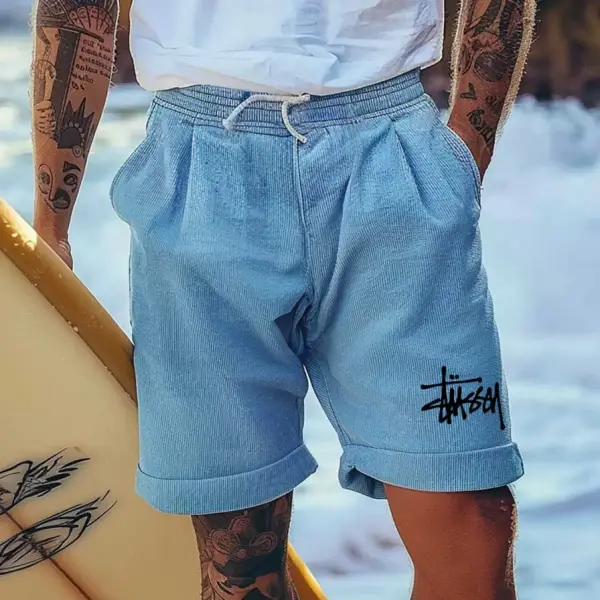 Men's Surfing Corduroy Shorts Vintage Outdoor Walkshort Boardshorts - Ootdyouth.com 