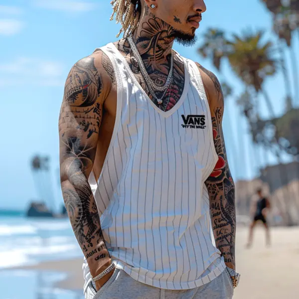 Striped Sleeveless Vest For Summer Beach Style - Ootdyouth.com 
