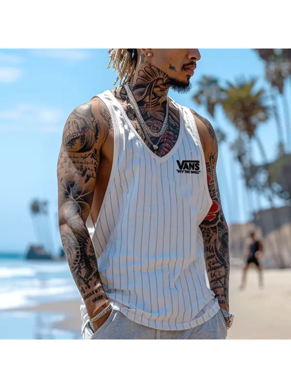 Striped Sleeveless Vest For Summer Beach Style - Anrider.com 