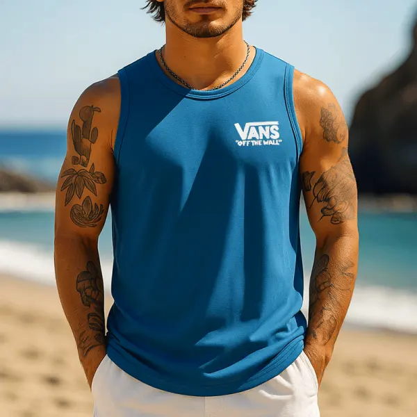 Stylish Blue Sleeveless Tank Top For Summer Beach Adventures - Spiretime.com 