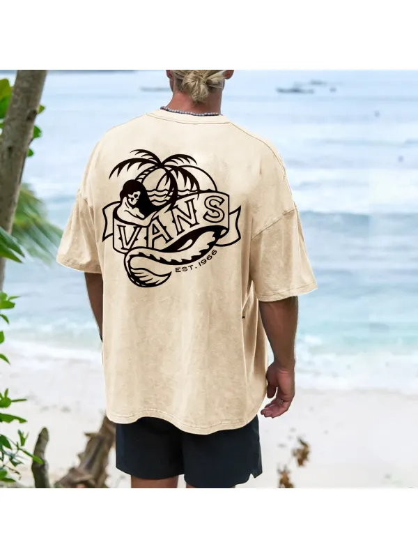 Retro Resort Print Oversized T-Shirt - Frontiercool.com 