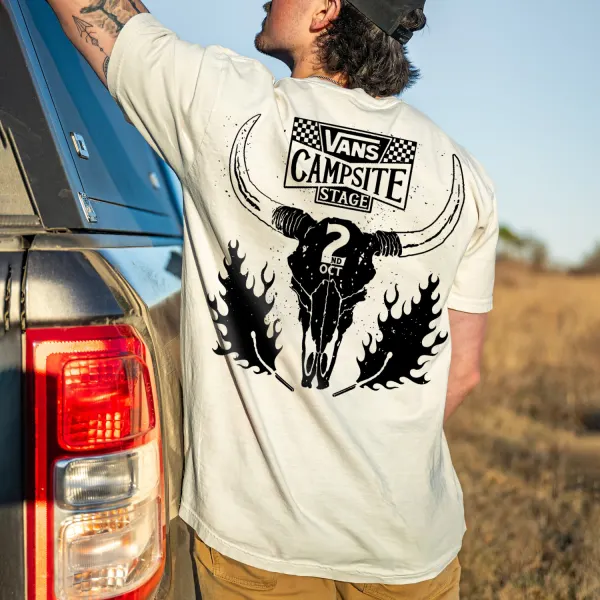 Outdoor Vintage Vacation Print Oversized T-Shirt - Ootdyouth.com 