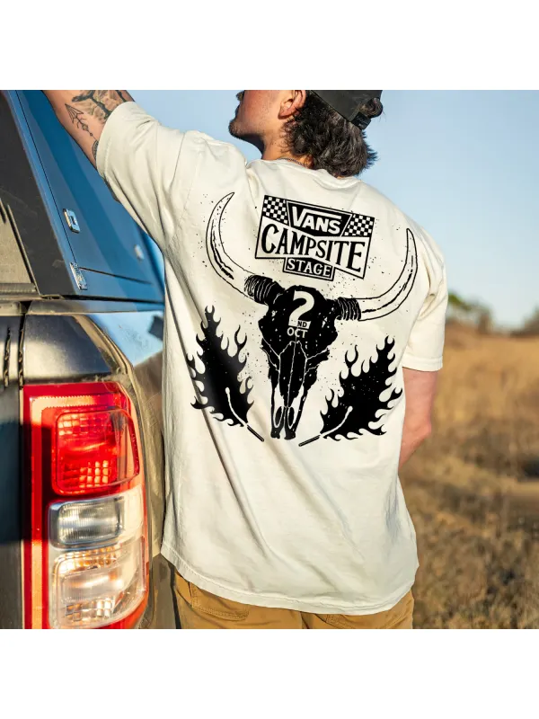 Outdoor Vintage Vacation Print Oversized T-Shirt - Anrider.com 