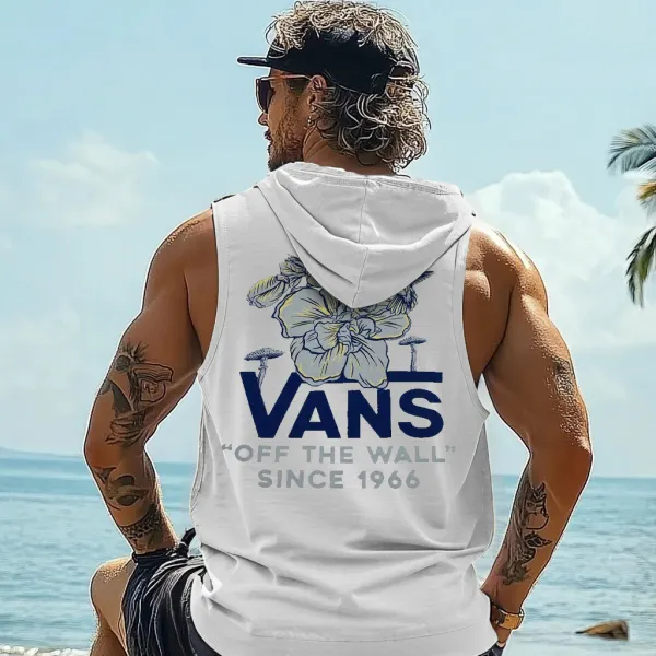 Men's Summer Surf Floral Graphic Hooded Tank Top - Ootdyouth.com 