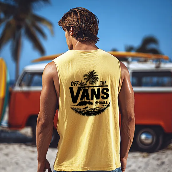 Men's Casual Beach Comfortable Breathable Printed Sleeveless Vest Top - Ootdyouth.com 