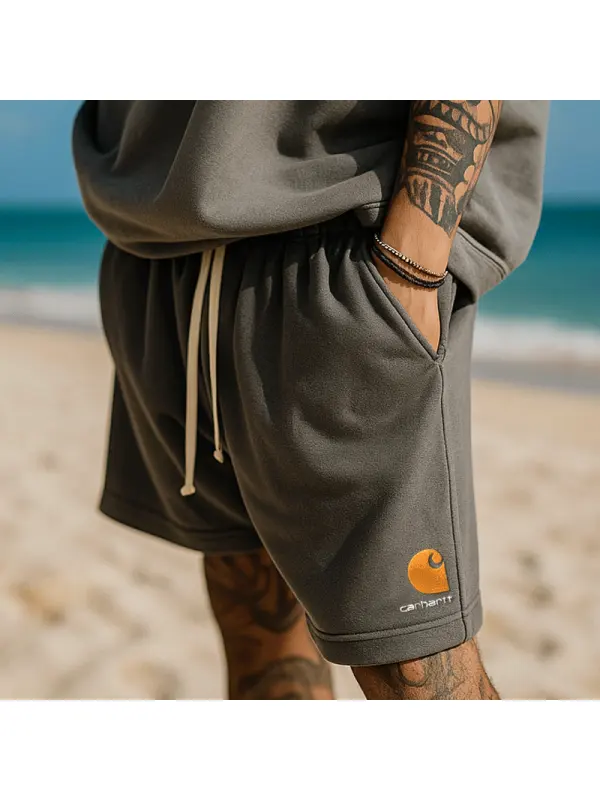 Stylish Embroidery Pattern Drawstring Shorts For Casual Summer Outfits - Ootdmw.com 