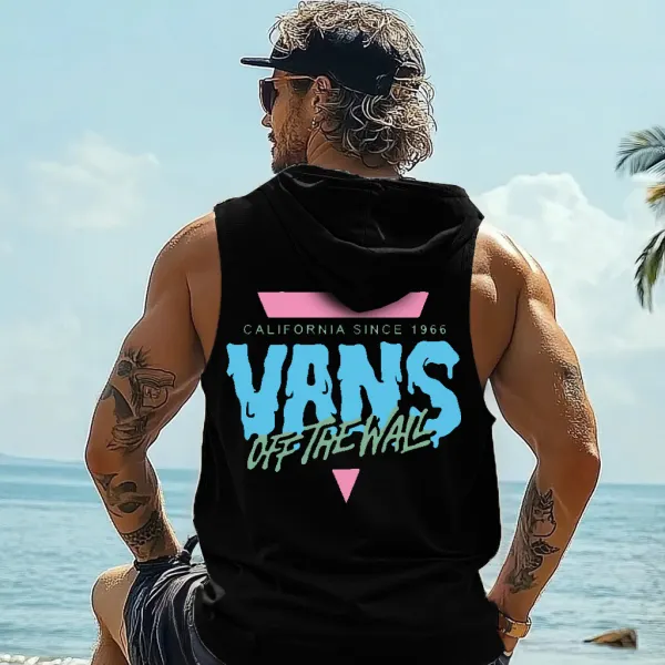 Men's Summer Surf Logo Graphic Hooded Tank Top - Yesunshine.com 