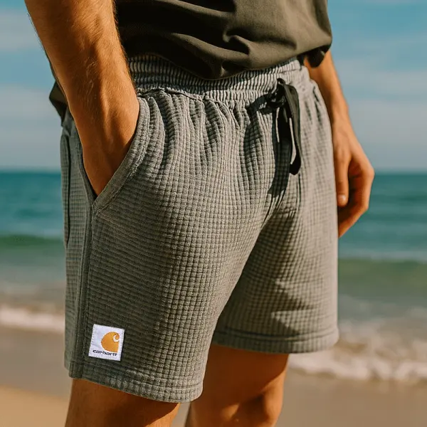 Comfortable Waffle Knit Shorts For Summer Beach Days - Ootdyouth.com 