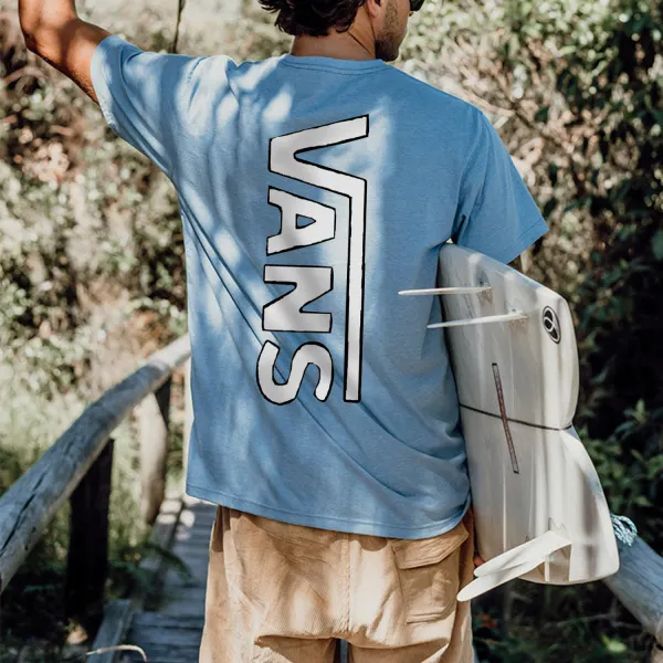 Men's Beach Vacation Lettering Oversized T-Shirt - Ootdyouth.com 