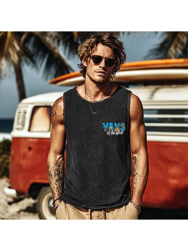 Men's Casual Summer Style: Black Tank Top With Tropical Print - Anrider.com 