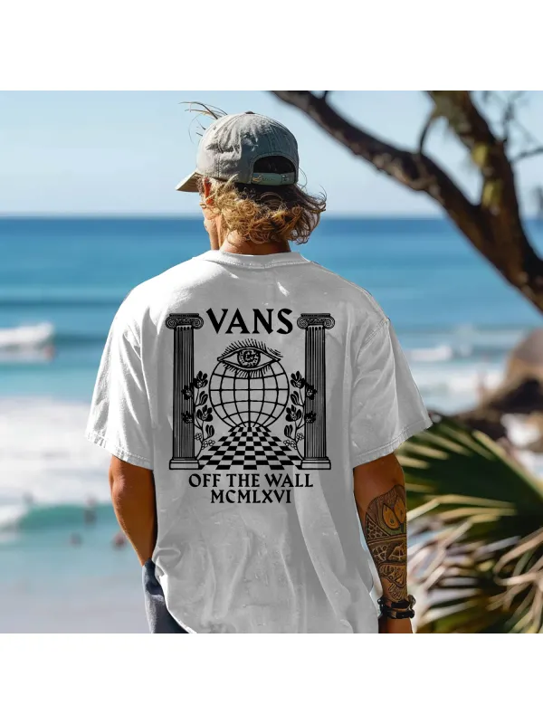 Casual Vintage Print Oversized Tee - Ootdmw.com 