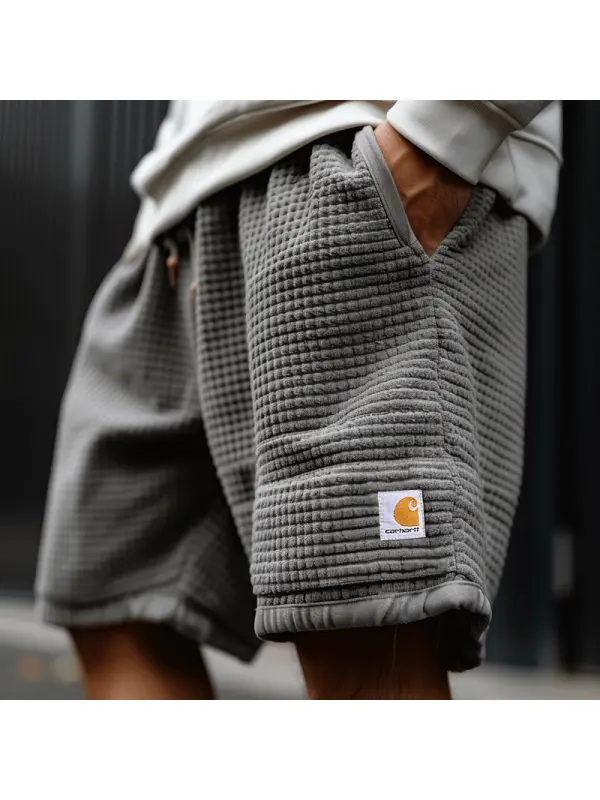Corduroy Shorts With Iconic Patch For Casual Wear - Ootdmw.com 