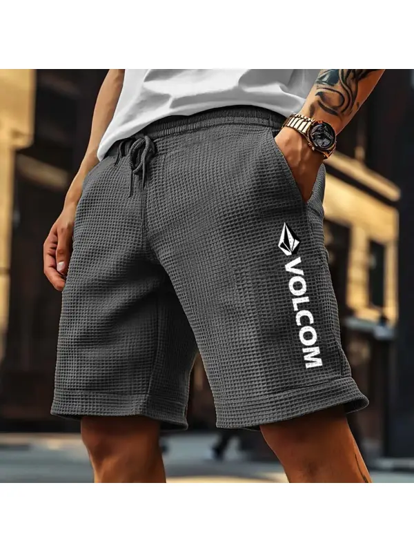 Men's Vintage Waffle Knit Diamond Print Surfing Elastic Drawstring Boardshorts Shorts - Ootdmw.com 