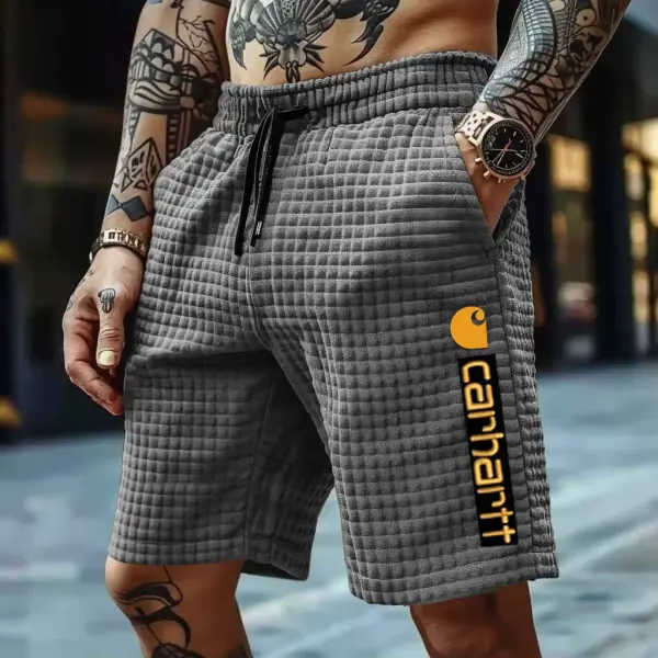 Men's Vintage Check Quilted Surfing Elastic Drawstring Walkshort Shorts - Ootdyouth.com 
