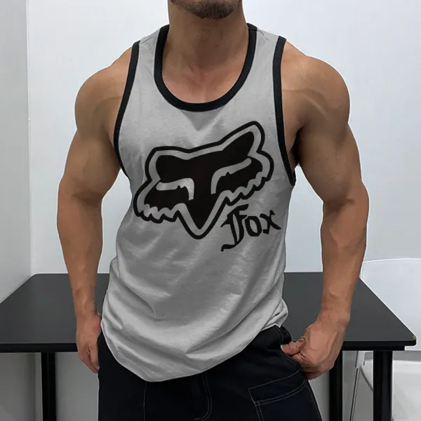 Racing Print Casual Contrast Sports Vest - Ootdyouth.com 