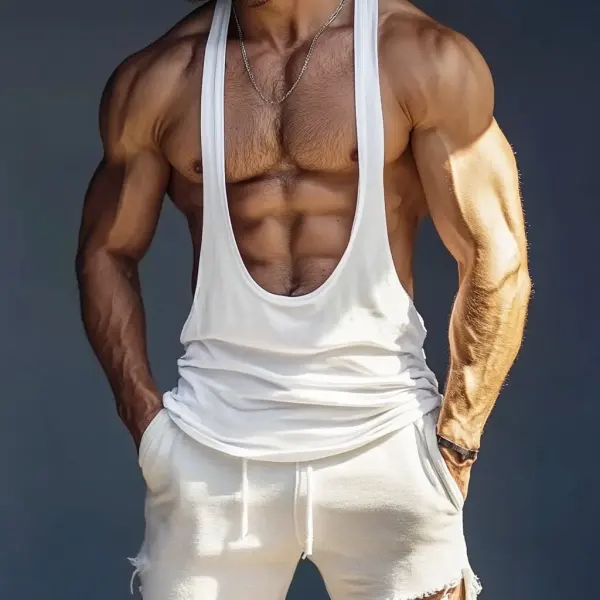 Casual And Comfortable Men's Vest Sexy Low Collar Vest Basic Style Home Fitness Comfortable Vest - Ootdyouth.com 
