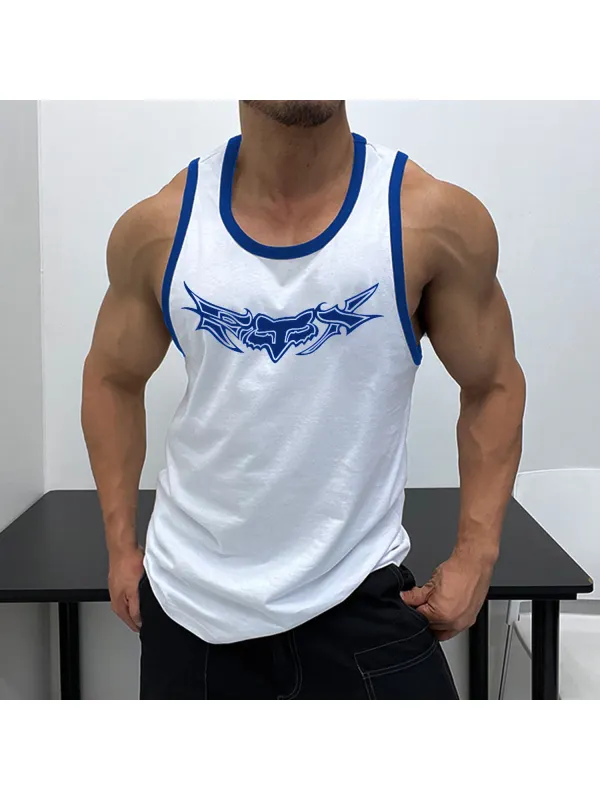 Letter Printed Casual Contrast Color Sports Vest - Anrider.com 