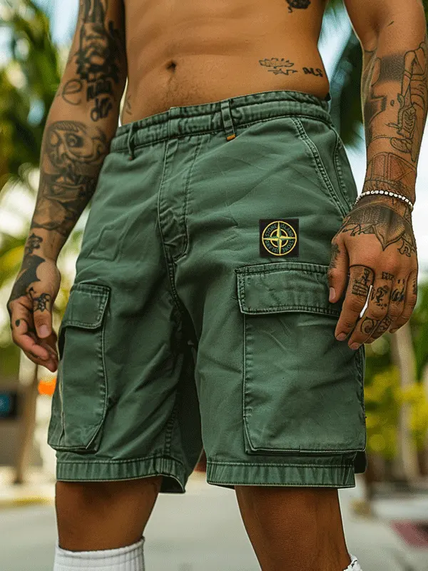 Cargo Shorts With Multi-Pockets And Stylish Patch Design - Menwyx.com 