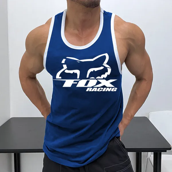 Racing Print Contrast Sports Vest - Ootdyouth.com 