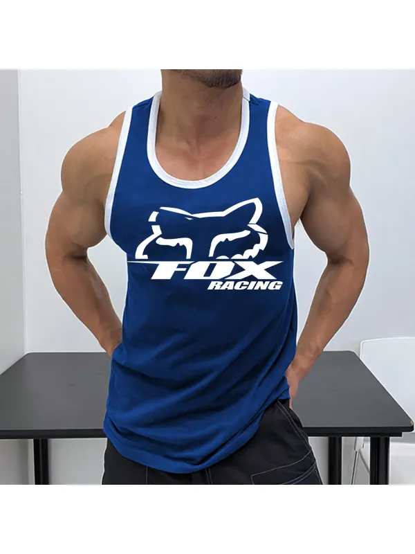 Racing Print Contrast Sports Vest - Ootdmw.com 