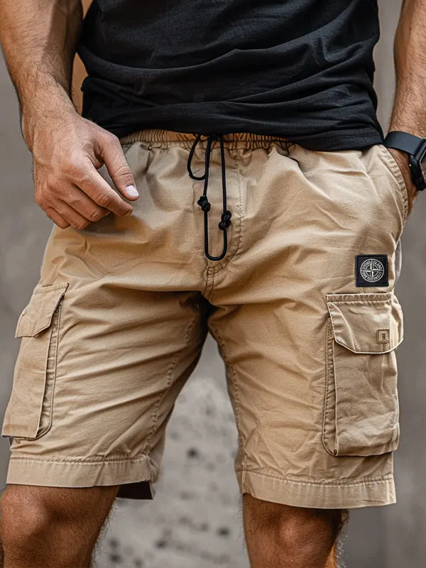 Men's Cargo Shorts With Adjustable Drawstring And Multiple Pockets For Outdoor Activities - Menwyx.com 