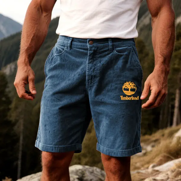Men's Vintage Corduroy Tree Print Walkshort Shorts Boardshorts - Ootdyouth.com 