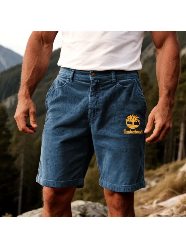 Men's Vintage Corduroy Tree Print Walkshort Shorts Boardshorts - Ootdmw.com 