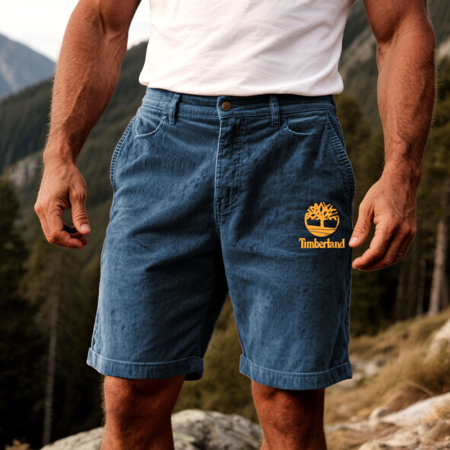 

Men's Vintage Corduroy Tree Print Walkshort Shorts Boardshorts