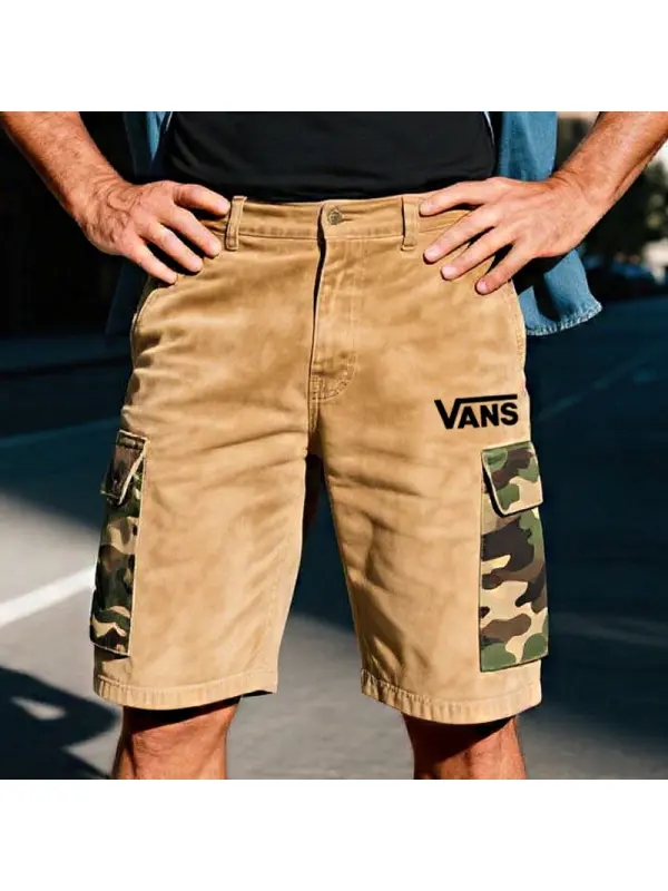Men's Vintage Outdoor Surfing Camouflage Pockets Walkshort Cargo Shorts - Ootdmw.com 