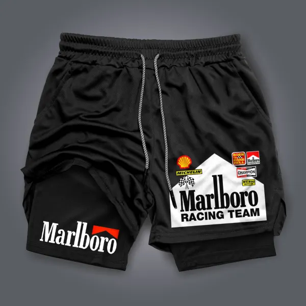 Racing Print Double Layer Shorts Formula One Shorts Fitness Sports Outdoor Shorts - Ootdyouth.com 