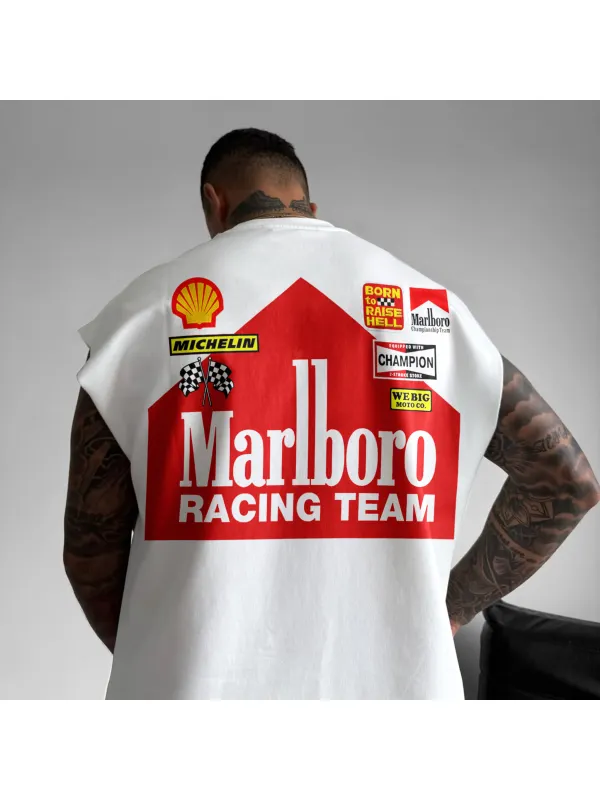 Unisex Oversized Racing Print Tank Top Formula 1 Sleeveless T-Shirt - Ootdmw.com 