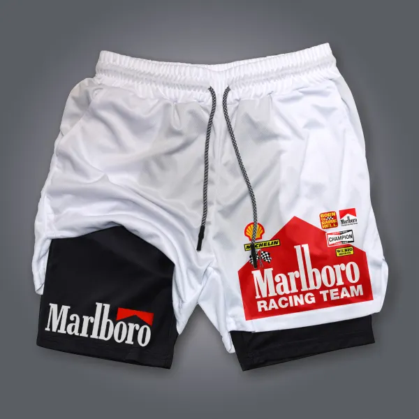 Racing Print Double Layer Shorts Formula One Shorts Fitness Sports Outdoor Shorts - Ootdyouth.com 