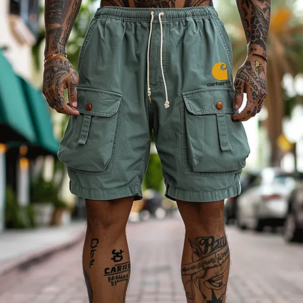 Cargo Shorts With Adjustable Drawstring And Multiple Pockets For Men - Yesunshine.com 