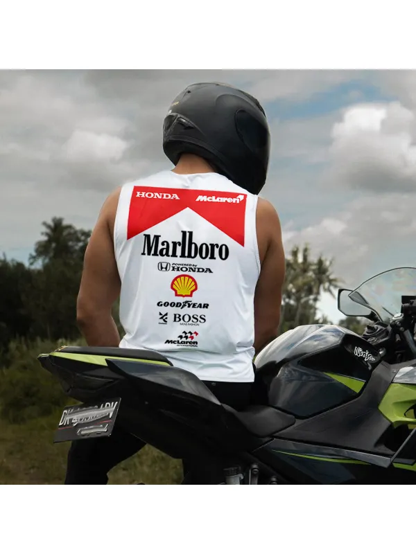 Unisex Oversized Racing Print Tank Top Formula 1 Sleeveless T-Shirt - Ootdmw.com 