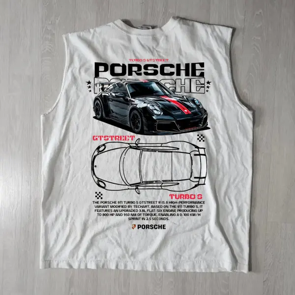Men's Vintage Luxury Car Print Surfing Oversized Print Tank Top - Ootdyouth.com 