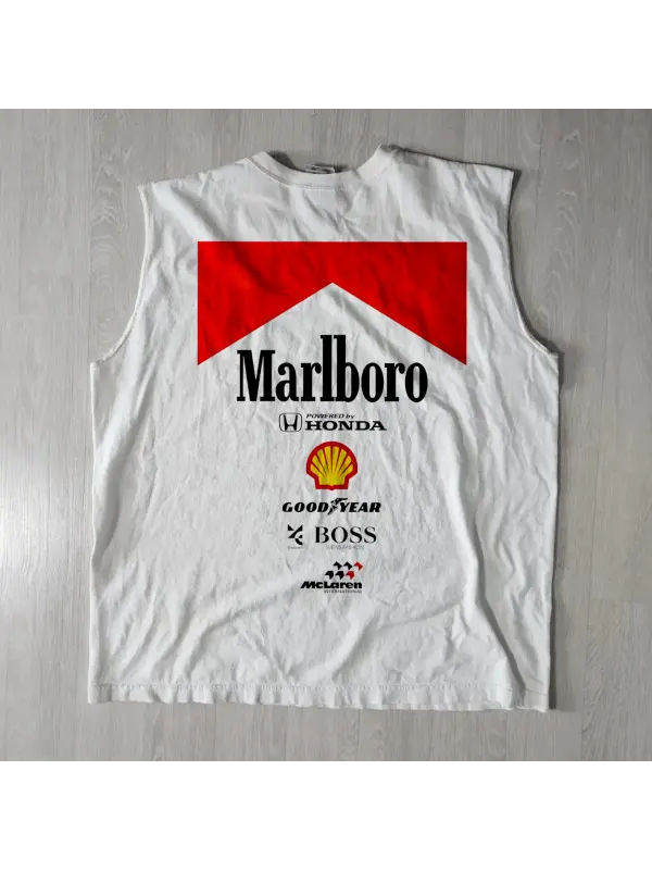 Men's Vintage Luxury Car Print Surfing Oversized Print Tank Top - Ootdmw.com 