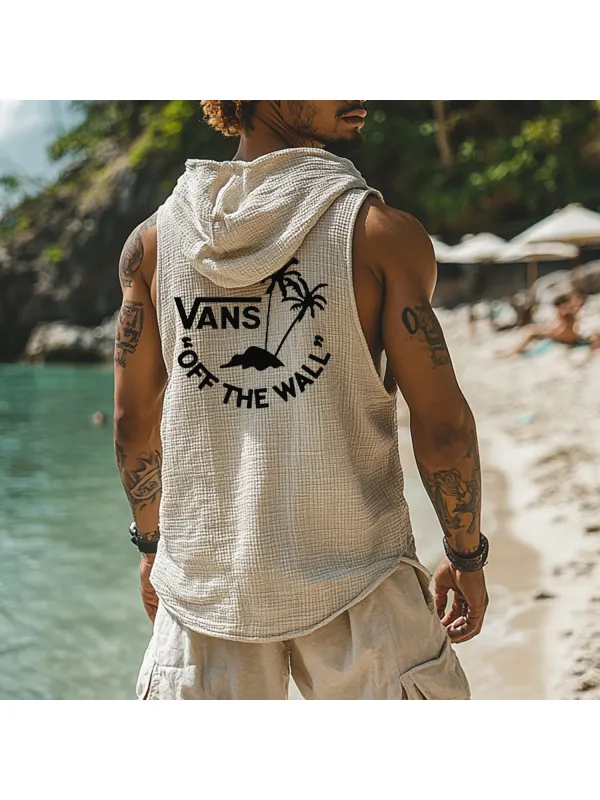 Beach Print Hooded Vest - Aptkoi.com 