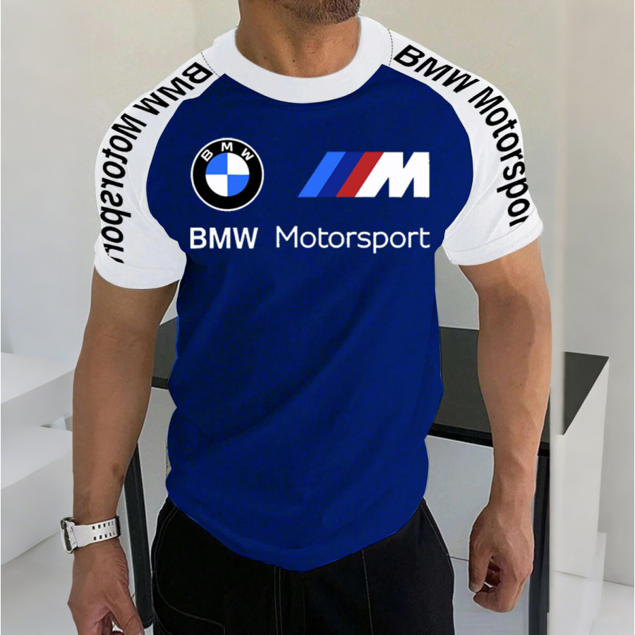

Men's Racing Enthusiast Logo Print Contrast Color T-shirt