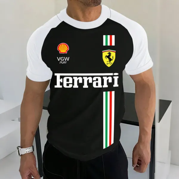 Men's Racing Enthusiast Logo Print Contrast Color T-shirt - Wayrates.chimpone.com 