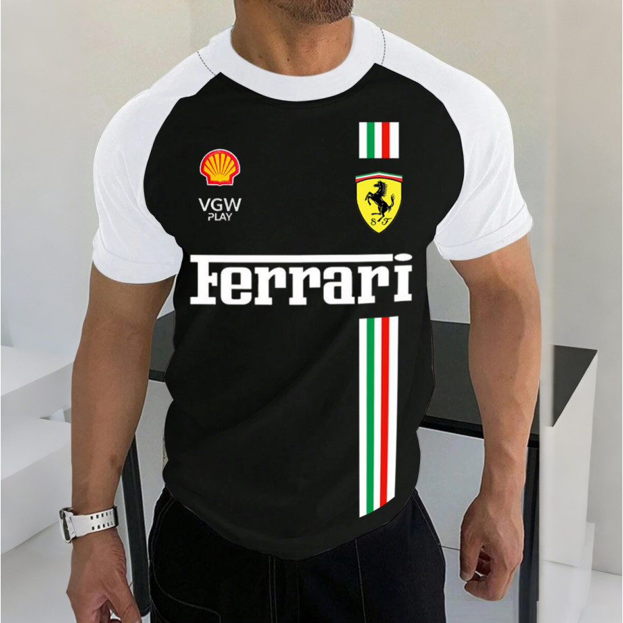 

Men's Racing Enthusiast Logo Print Contrast Color T-shirt