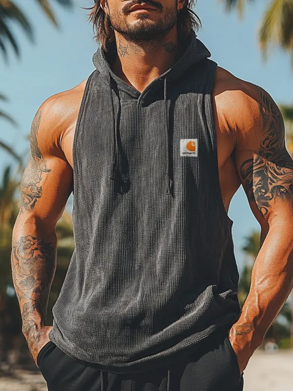 Men's Casual Vacation Outdoor Hooded Vest - Menwyx.com 
