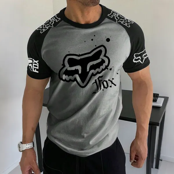 Men's Racing Graphic Print Contrast Color T-Shirt - Wayrates.com 