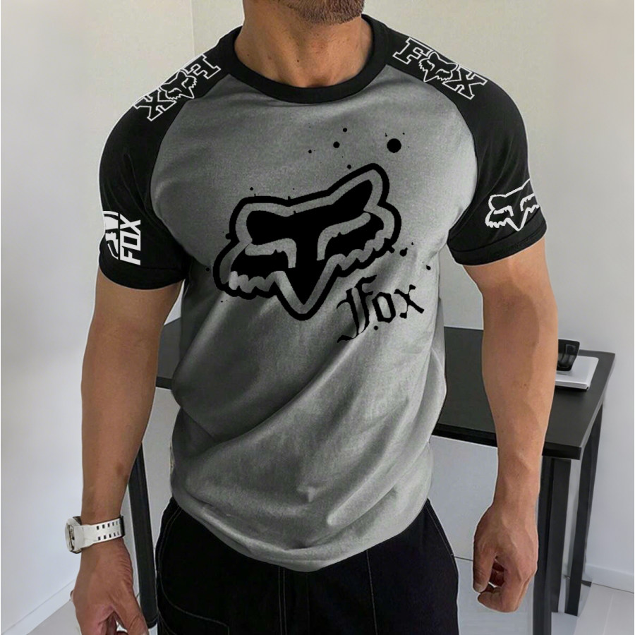 

Men's Racing Graphic Print Contrast Color T-Shirt